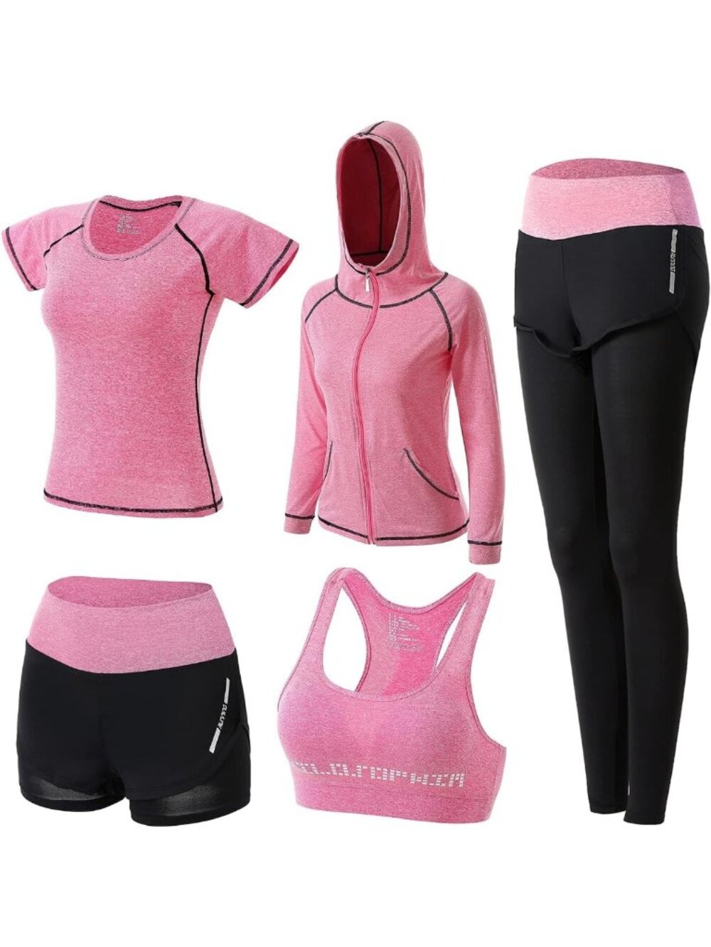 5-Piece Women's Workout Set - Yoga, Gym & Pilates Athletic Outfits, Matching